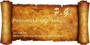 Petrovitz Gálos névjegykártya